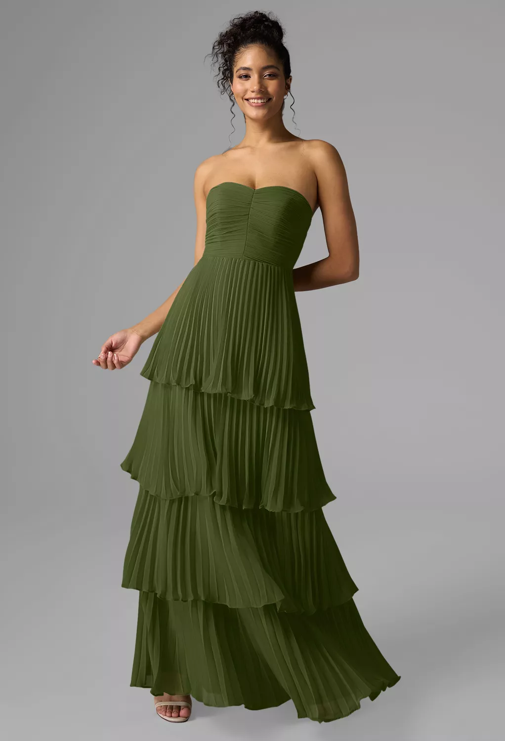 Green Olive Long Bridesmaid Dresses | AW.Bridal