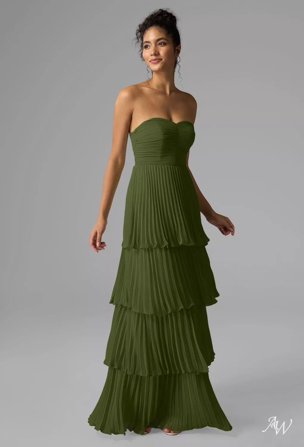 olive chiffon bridesmaid dresses AW.Bridal A-line Sweetheart Neckline Floor Length Sleeveless Strapless Pleat Ruffles Tiered Plus Size Dress Green Size 8 Birdy grey Color:Classic Black Cotton Fully Sparkling KissProm One-Shoulder Satin Sheath Fall for this airy