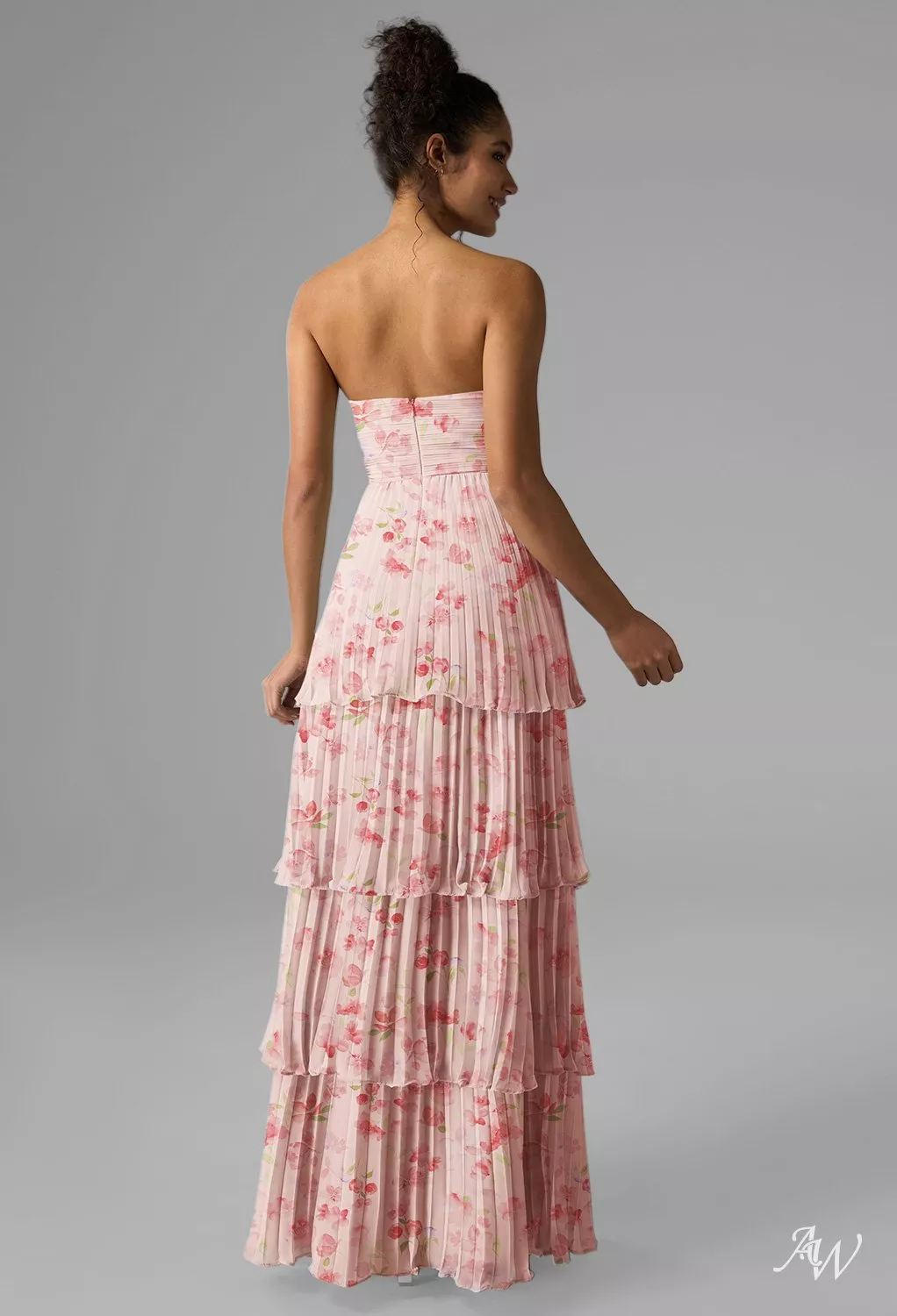 breezy bridesmaid dresses AW.Bridal A-line Sweetheart Neckline Chiffon Pleat Ruffles Tiered Floral Plus Size Dresses Floral Dress Peach Blossom Breeze Plus Size 18