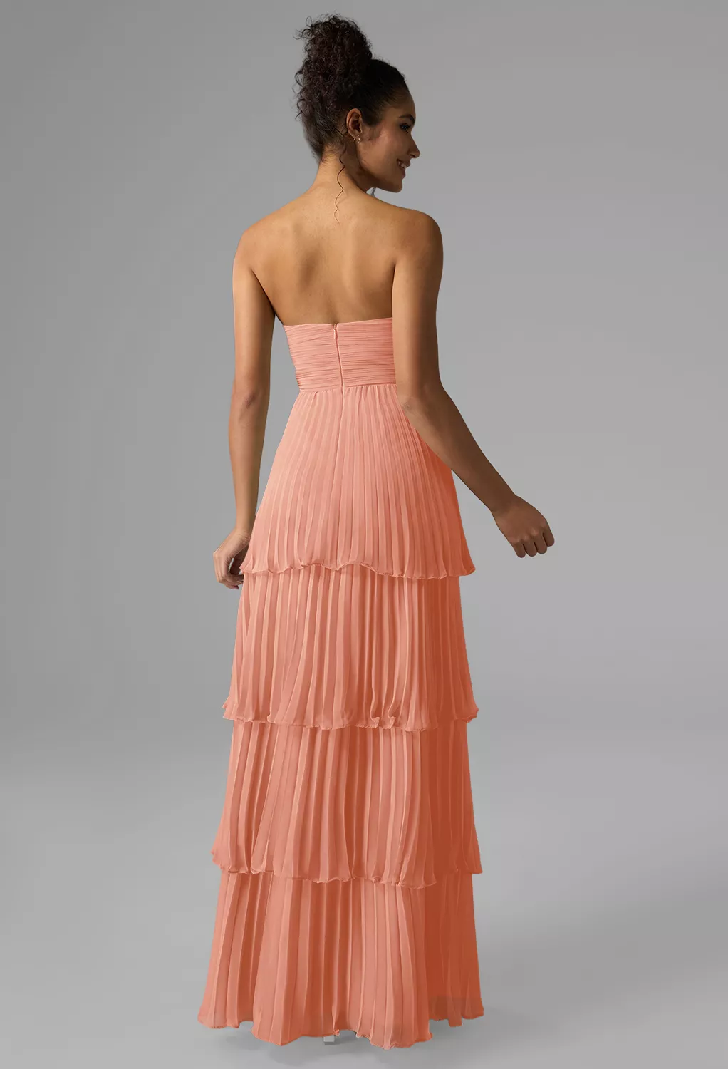 ruffle pink bridesmaid dress Square Neck Chiffon Maxi Bridesmaid Dress with Flutter Sleeves main image 1