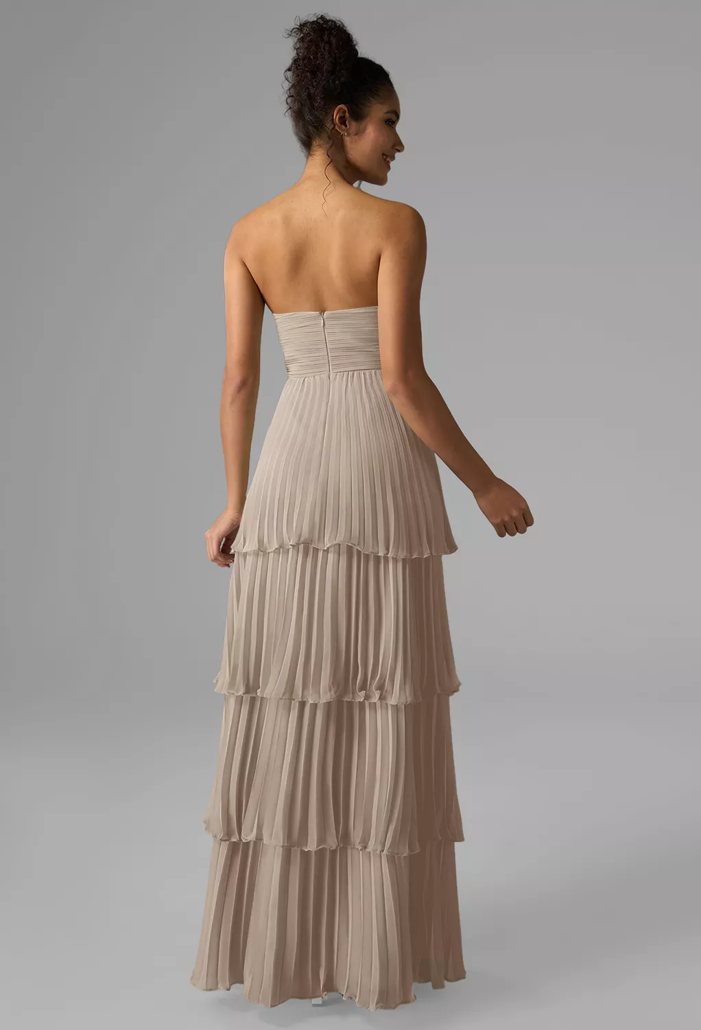 taupe beaded bridesmaid dress Ashley Lauren 11204 main image 1