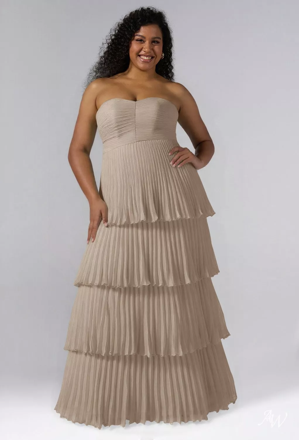 taupe chiffon bridesmaid dress Taupe Square Neck Pleated Chiffon Bridesmaid Dress  Movousdress