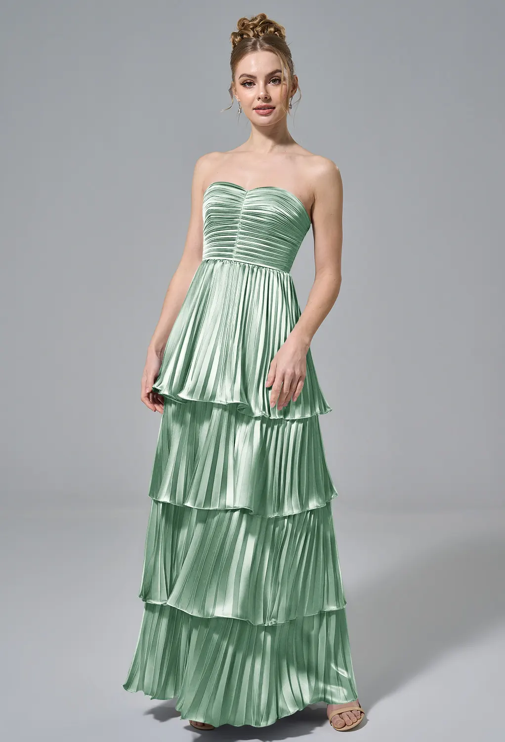 fitted lace wedding dress Ladivine 7493 Bridesmaids Dress A Line Soft Satin Maxi Slit Dress Off The Shoulder Formal Bridesmaid 14 / Mauve Rose main image 0