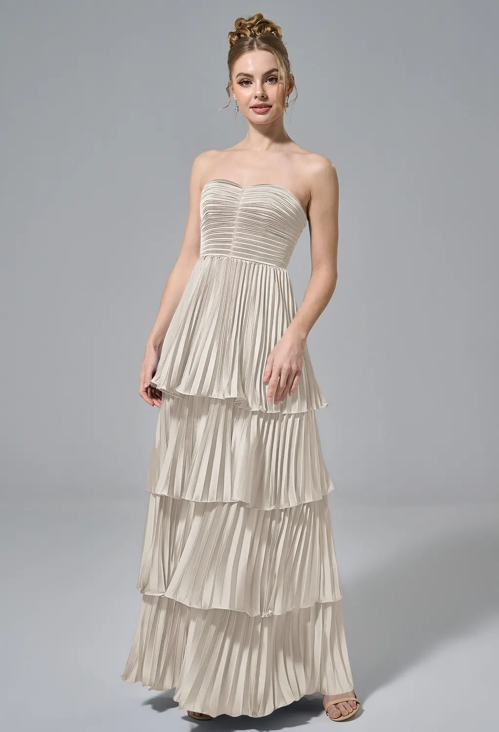 buttermilk bridesmaid dresses Chiara Halter Satin Maxi Dress - Buttermilk main image 0