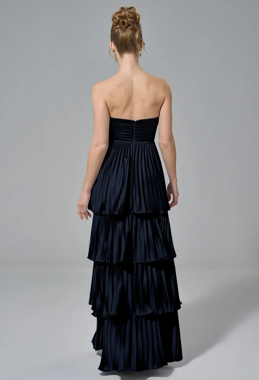 Dark Navy, Satin Charmeuse Long Bridesmaid Dresses | AW.Bridal