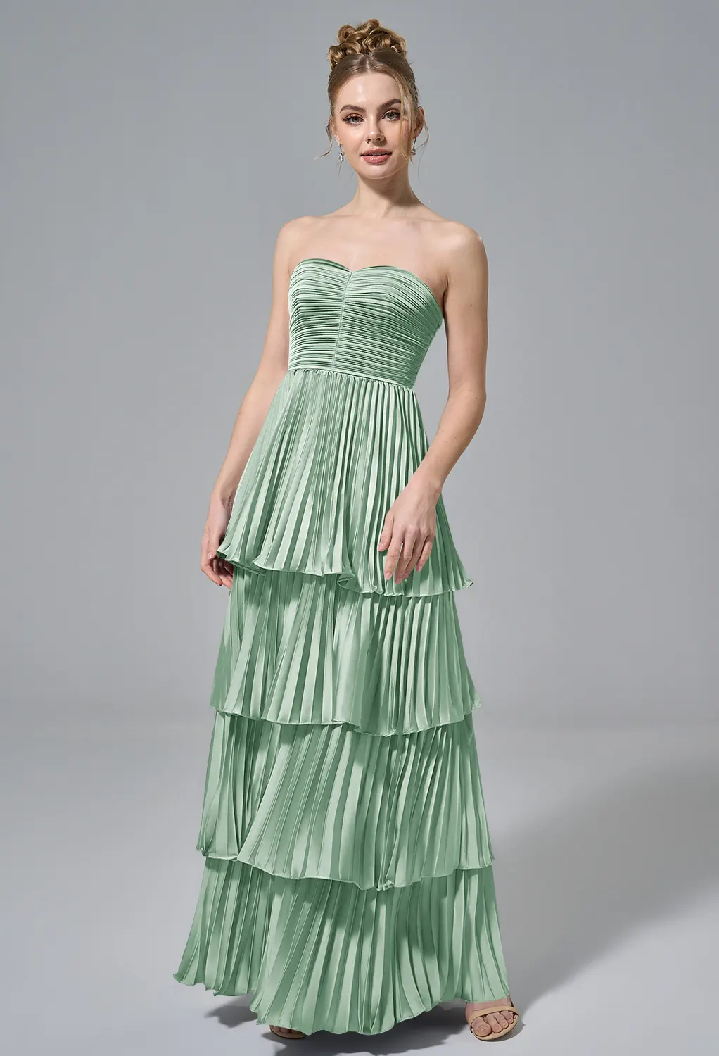 blue dress for baby girl Wedtrend Women Bridesmaids Eucalyptus Spaghetti Straps Long Chiffon Bridesmaid Dress with Ruffles, Eucalyptus / US8
