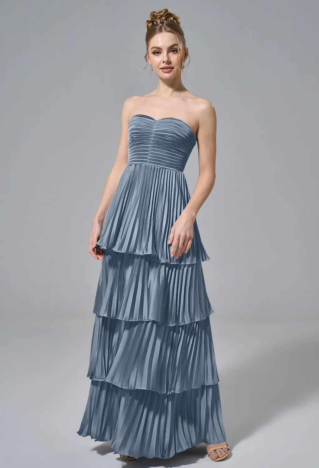 Slate Gray Long Bridesmaid Dresses