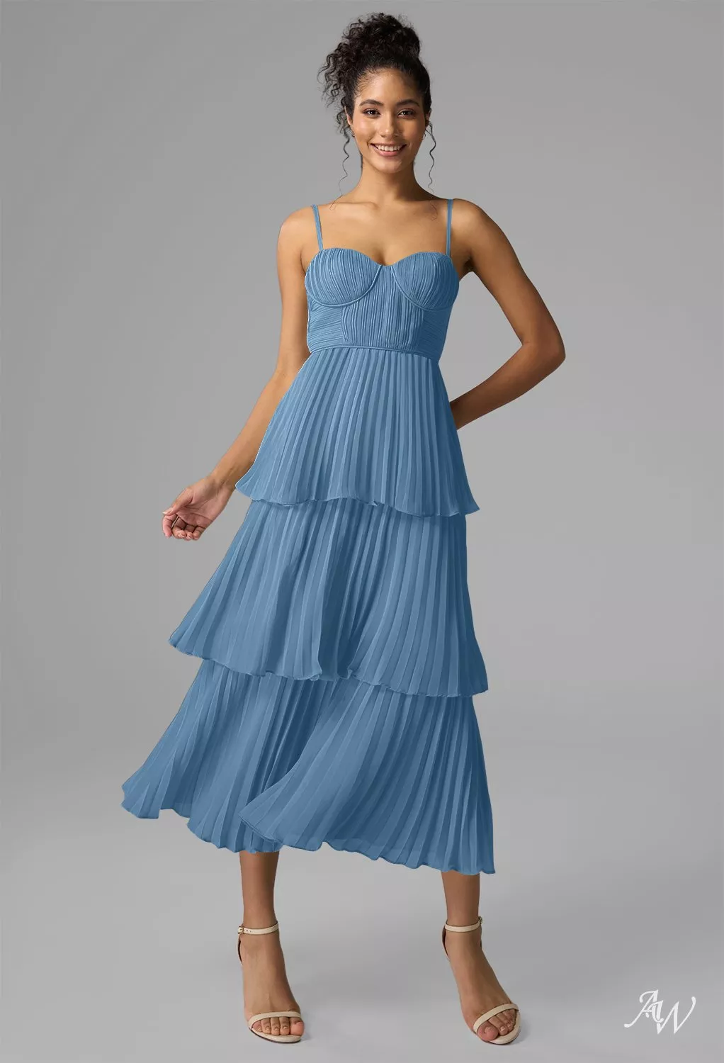 beautiful blue bridesmaid dresses Fairy Long Modest Light Blue Bridesmaid Dresses – TANYA BRIDAL main image 0