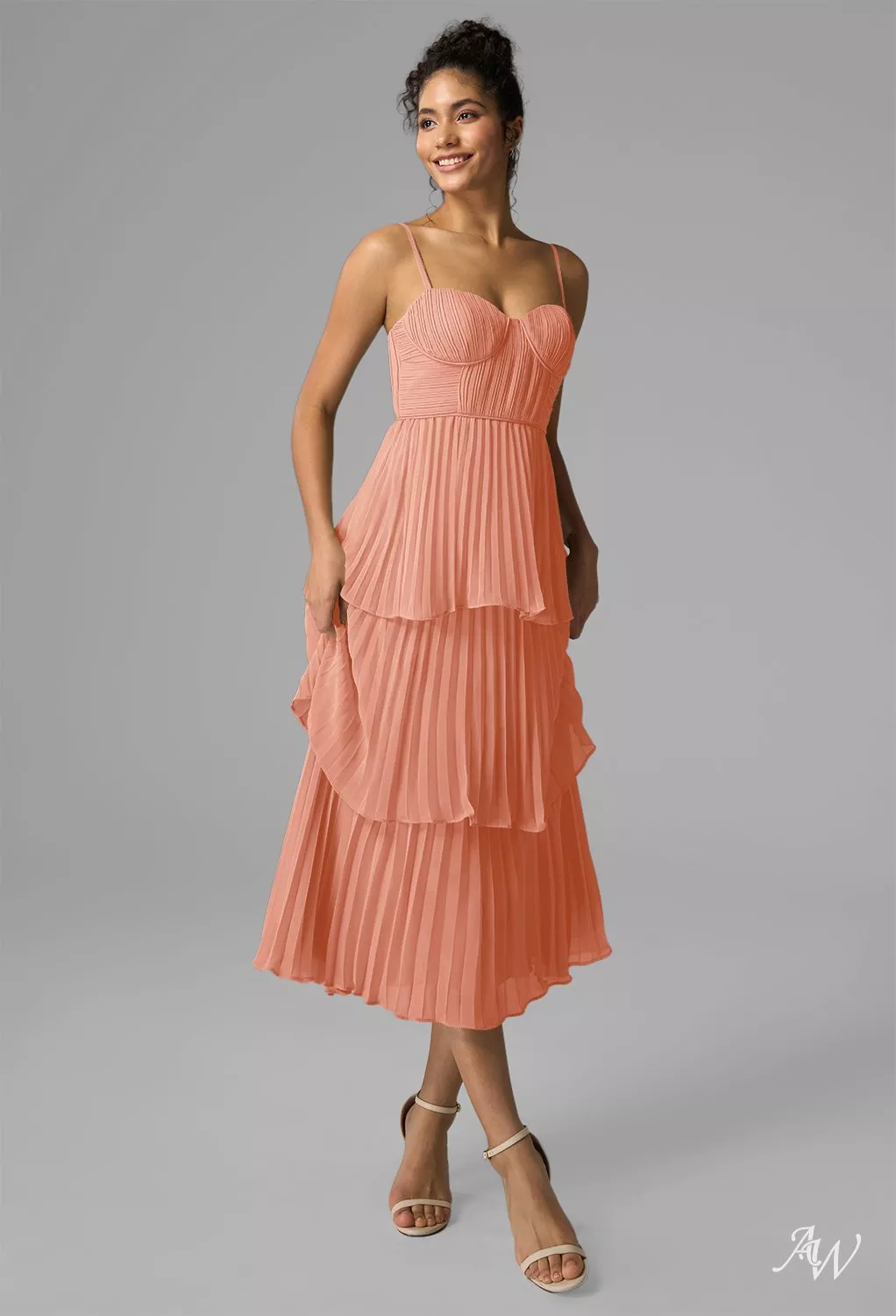 AW Kendra Peach Pink Bridesmaid Dresses | AW.Bridal