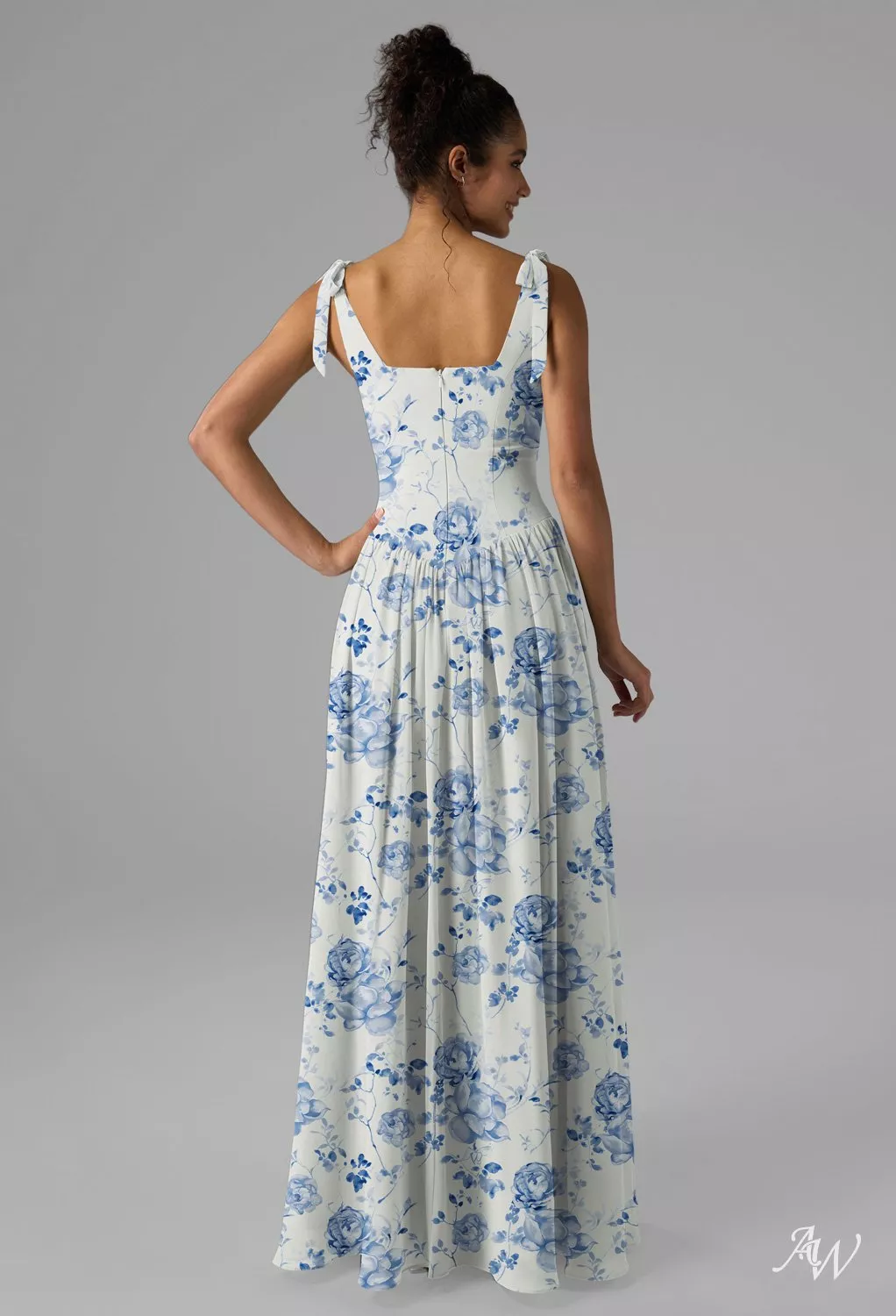 blue dress for baby girl Zapaka Women Dusty Sage Bridesmaid Dress with Slit A Line Printed Floral Long Wedding Guest Dress, Dusty Sage / UK28 main image 1