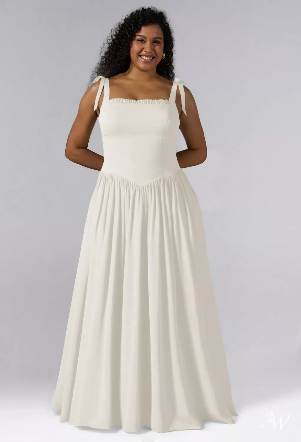 white ivory bridesmaid dress Knee Length Country Bridesmaid Dress