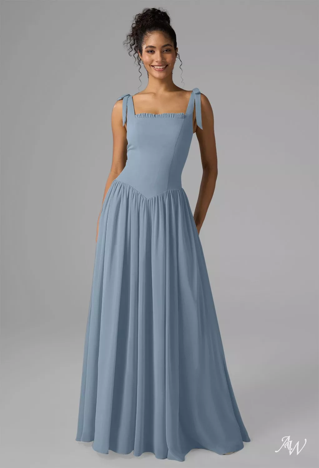 princess polly baby blue dress AW.Bridal A-Line Square Neckline Floor Length Bows Pleat Drop Waist Long Bridesmaid Dresses Dress Light Dusty Blue Plus Size 16