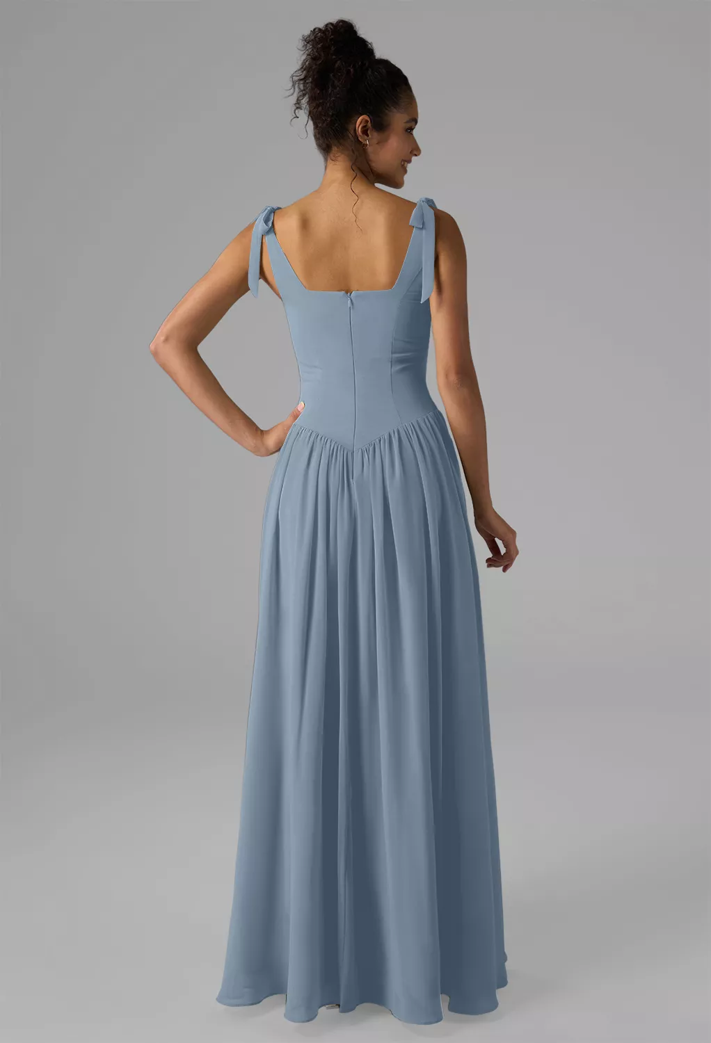 bluish gray bridesmaid dresses Elegant Off Shoulder A-line Light Blue Bridesmaid Dresses Online, BG39 –  RomanBridal main image 0