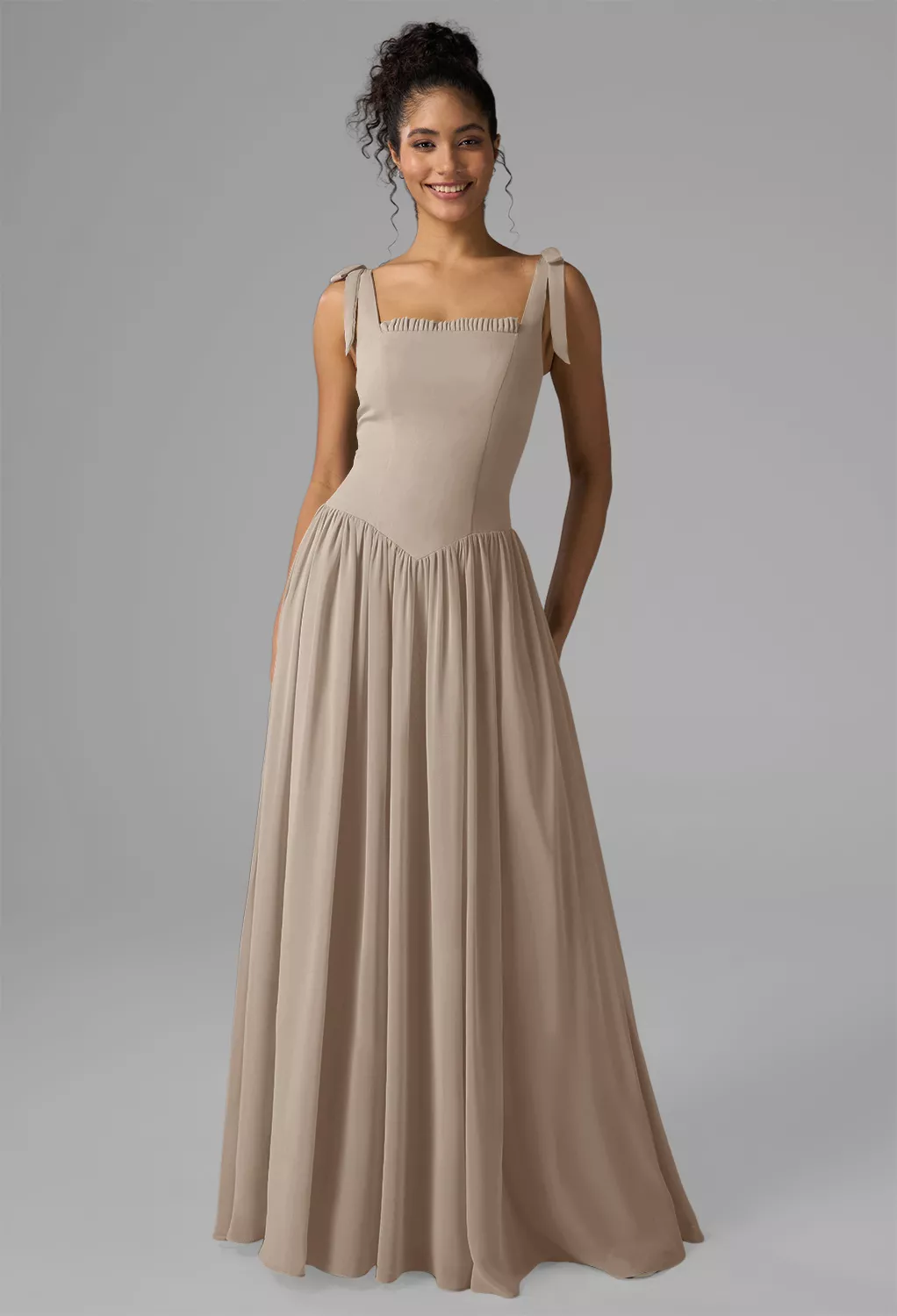 white christmas dresses Amanda Dress in Light Taupe | Bridesmaid | Luxe Midi main image 1