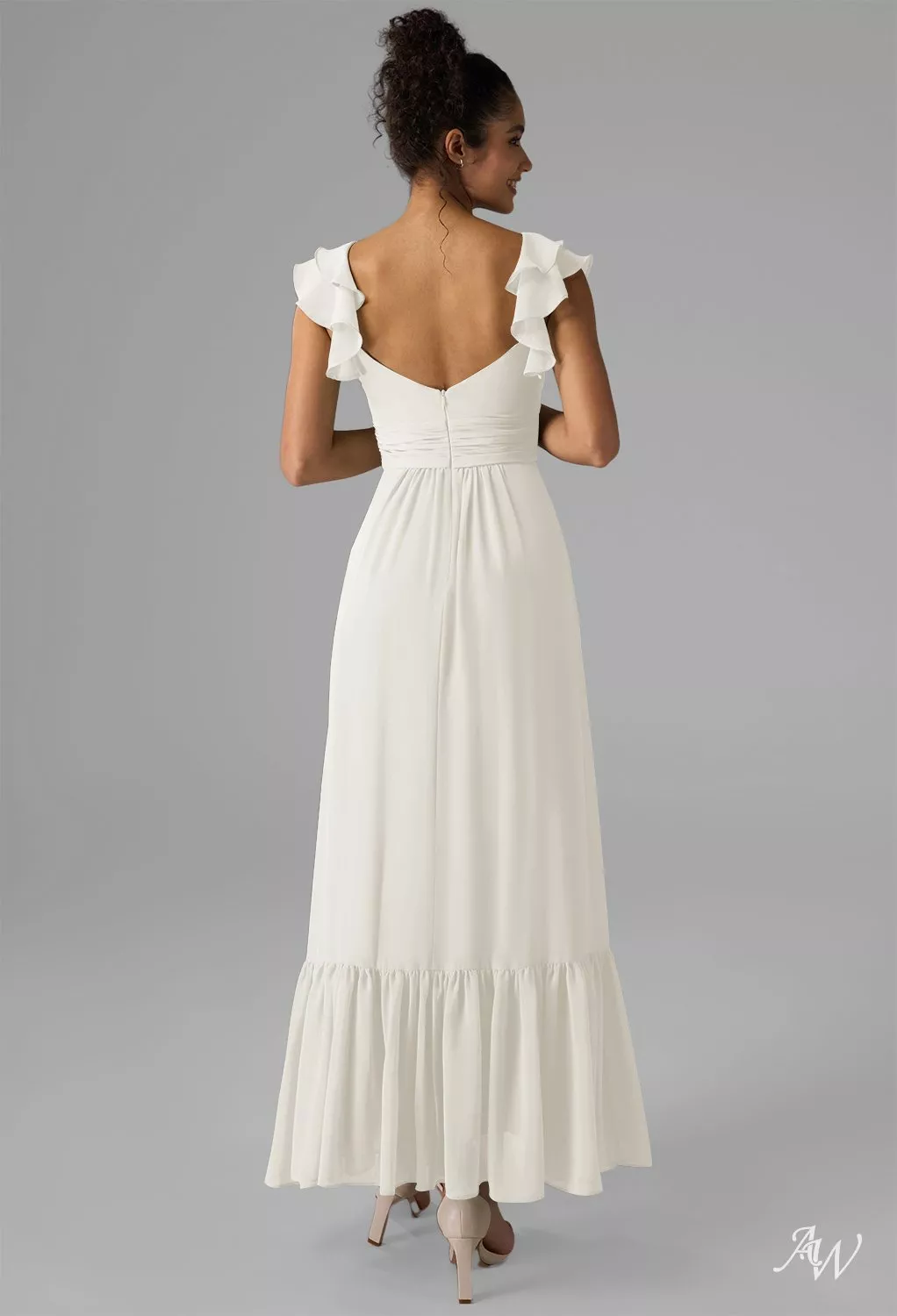 rory bridesmaid dress AW.Bridal A-line Sweetheart Neckline Ankle Length Sleeveless Spaghetti Straps Ruffles Split Wedding Guest Dresses Ivory Size 4 Style:singlet Women's Midi A-Line Dresses Color:SEAGRASS neckline Built