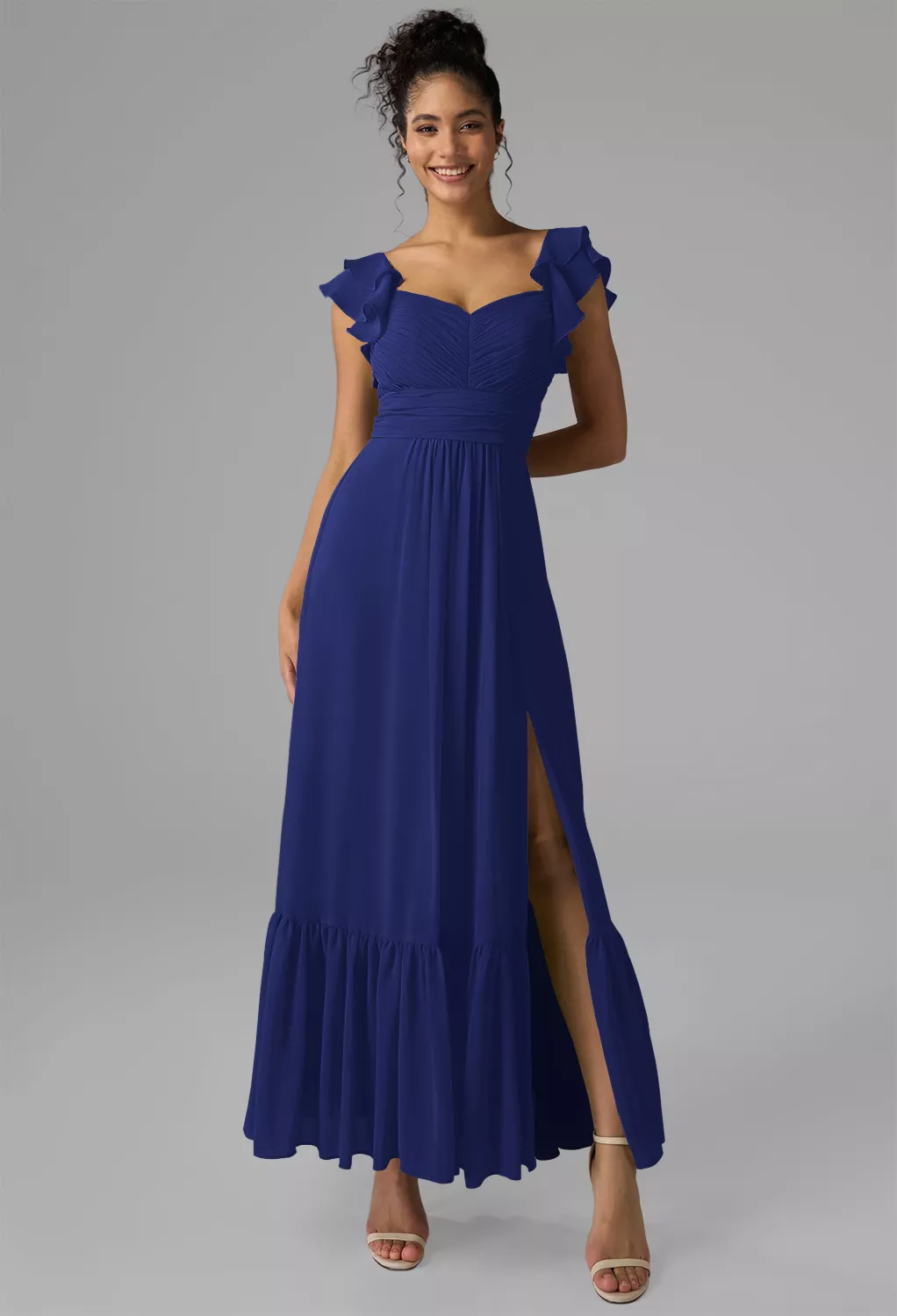 sachin and babi light blue dress Elegant A-Line Chiffon Wedding Guest Dress - Royal Blue Mother of the Bride  Dress with Sleeves. Shop Now! from Dhgate Mothers Dresses main image 0