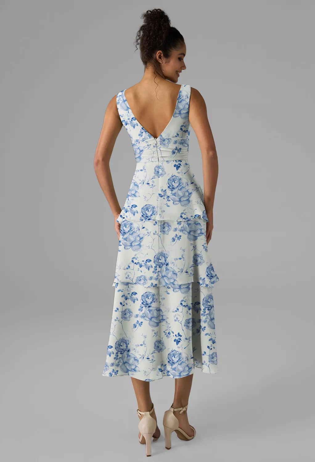 Blue Botanical Floral Wedding Guest Dresses | AW.Bridal