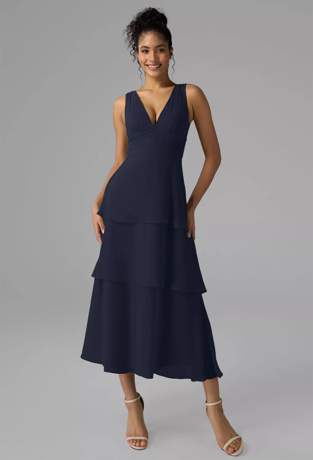 navy black tie wedding guest dress Astrid Linen Puff Sleeve Midi Dress Black 9172 – Signature of Double Bay main image 1