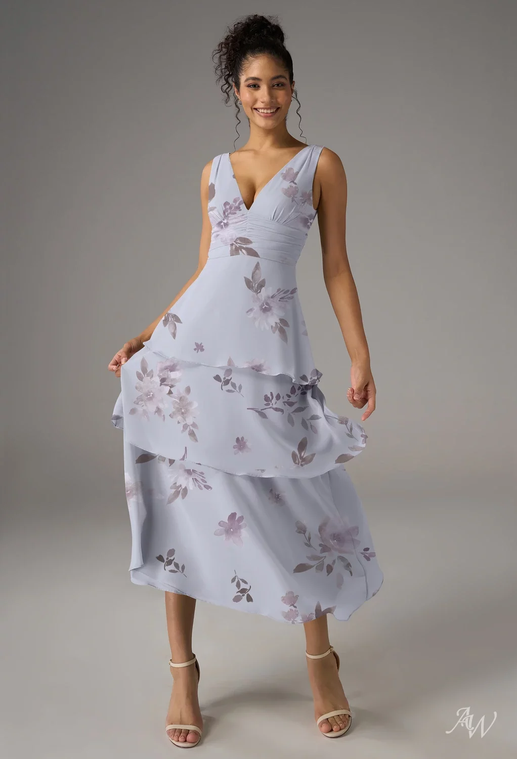lavender tea length bridesmaid dresses Lavender Tea Length Satin Bateau Neck Vintage Country Bridesmaid Dresses