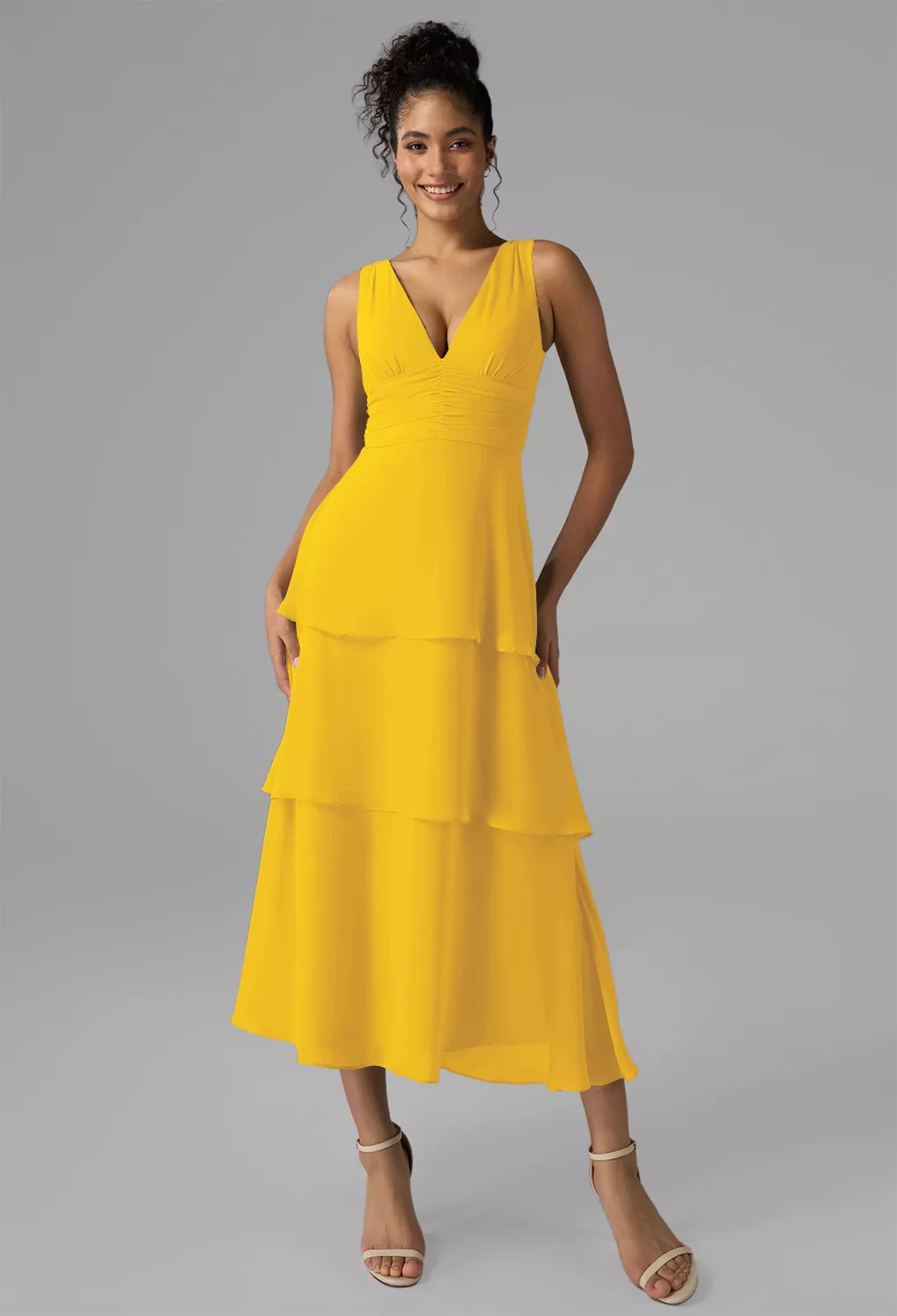 Mustard Yellow Black Tie Wedding Guest Dresses | AW.Bridal