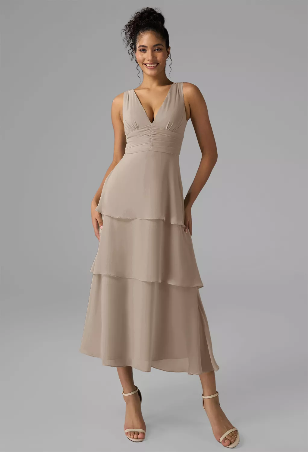 Taupe Black Tie Wedding Guest Dresses | AW.Bridal