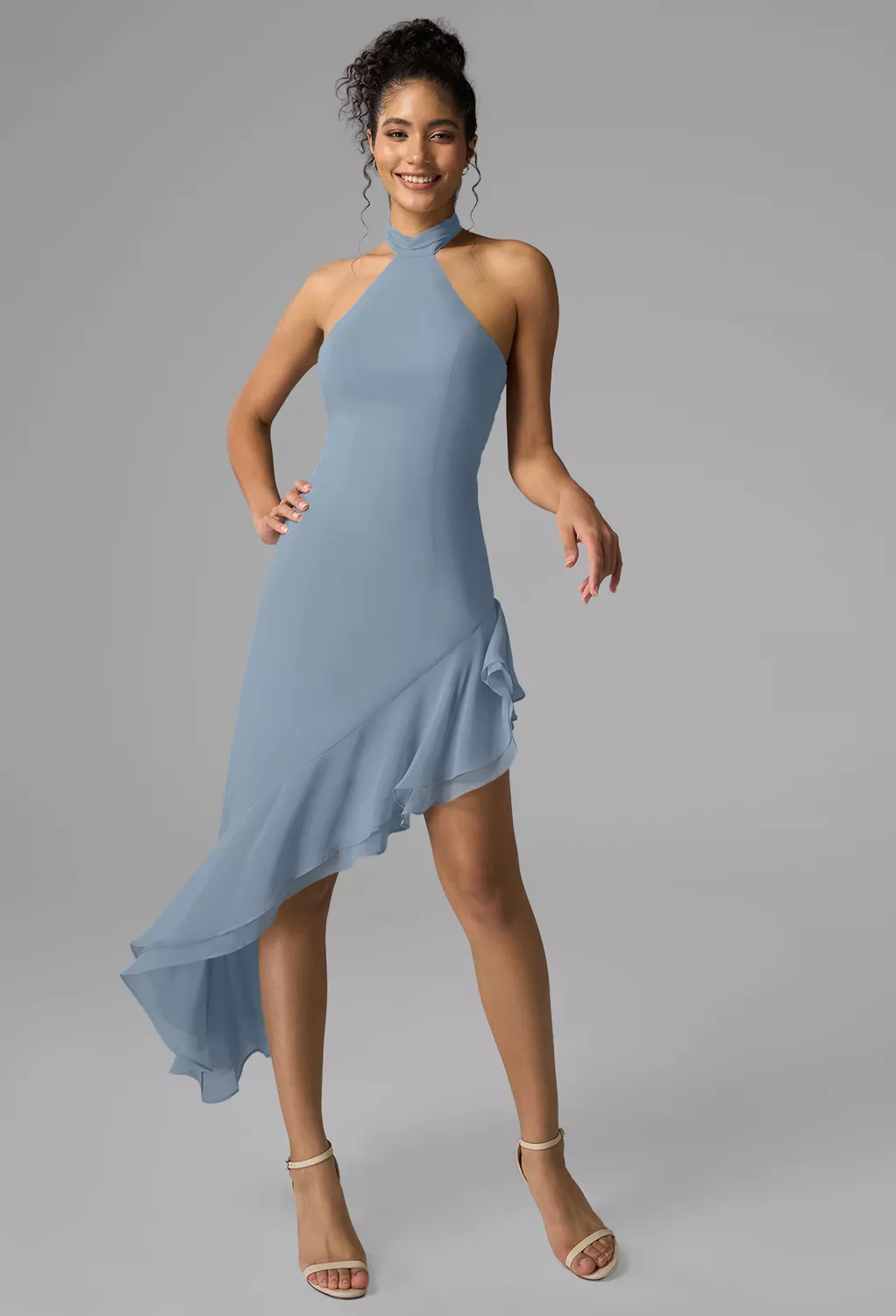 Light Dusty Blue Short Bridesmaid Dresses | AW.Bridal