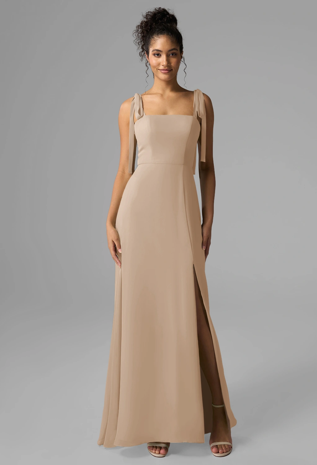 nude long bridesmaid dress Nude Sweetheart Sequins Long A-line Bridesmaid Dresses