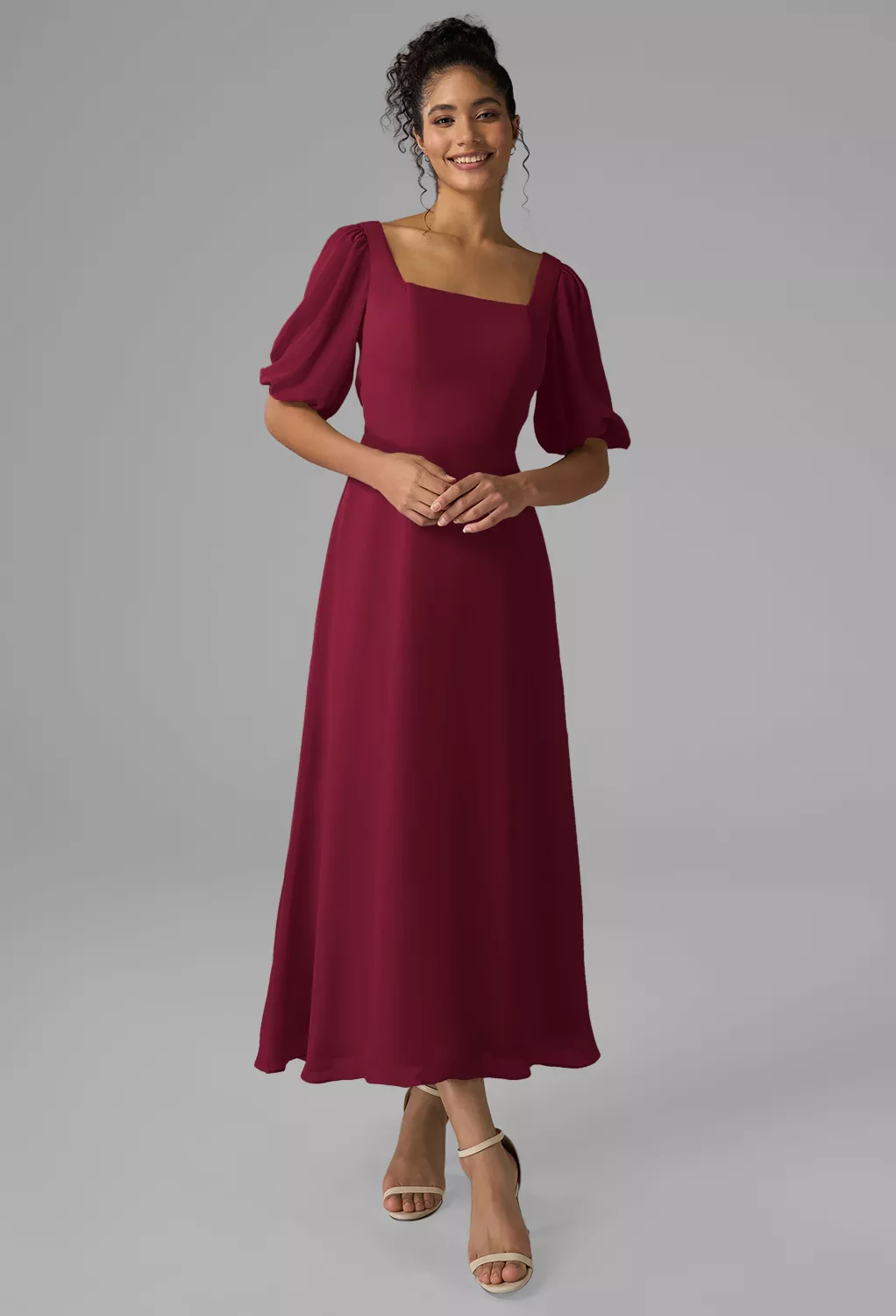 slim fit dress slacks Sparkly Long Wine Red Wedding-Guest Dress with Cape– PromGirl main image 0