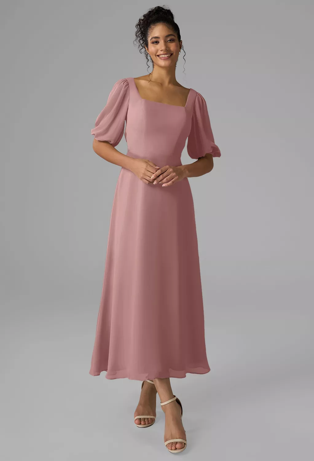 dusty pink wedding guest dresses One Shoulder Chiffon Bridesmaid Dress Dusty Pink Wedding Guest Dress for  Bride