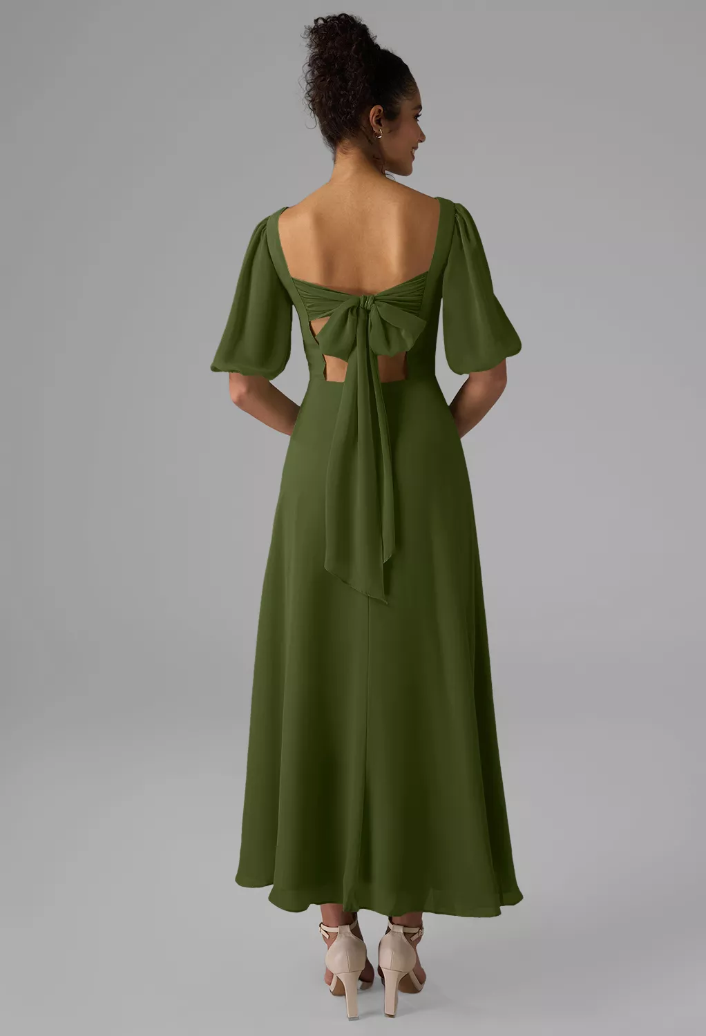 strapless open back dress Olive Green Dress – Vivacious main image 0