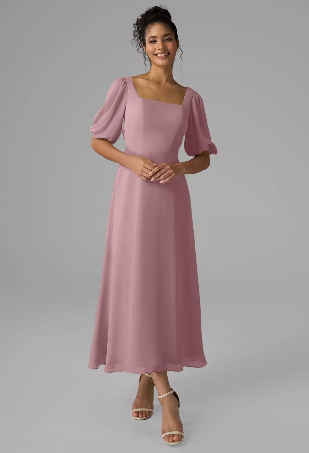 mauve fall wedding guest dress Pink Hand Embellished Cap Sleeve Midi Dress