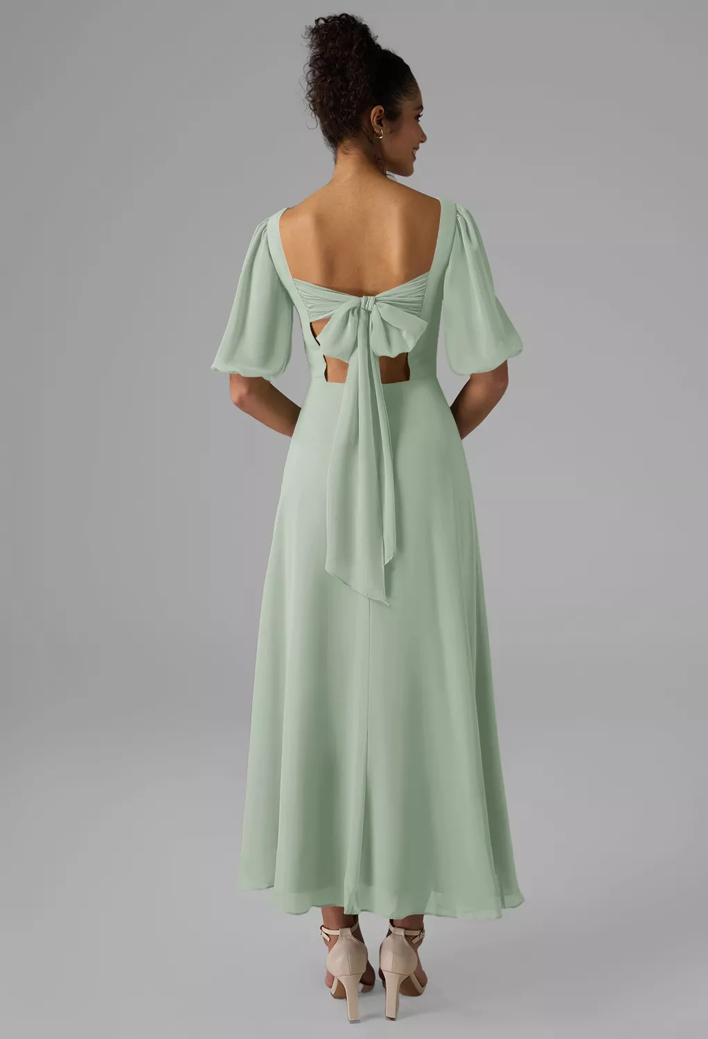 sage green dress for wedding guest with sleeves Sage Green Wedding Guest Dress,Bridesmaid dress fg3491 main image 1