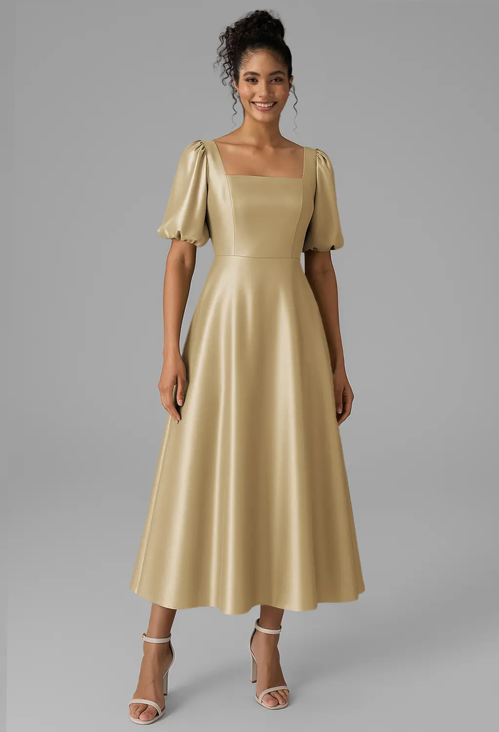short gold bridesmaid dresses Light Subtle ruching defines the