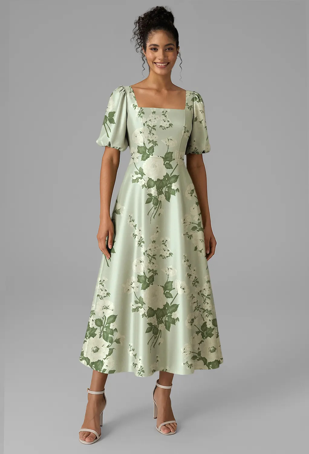 green pattern wedding guest dress Varana Floral Ruffle Maxi Dress Green | Wedding Guest Dress main image 0