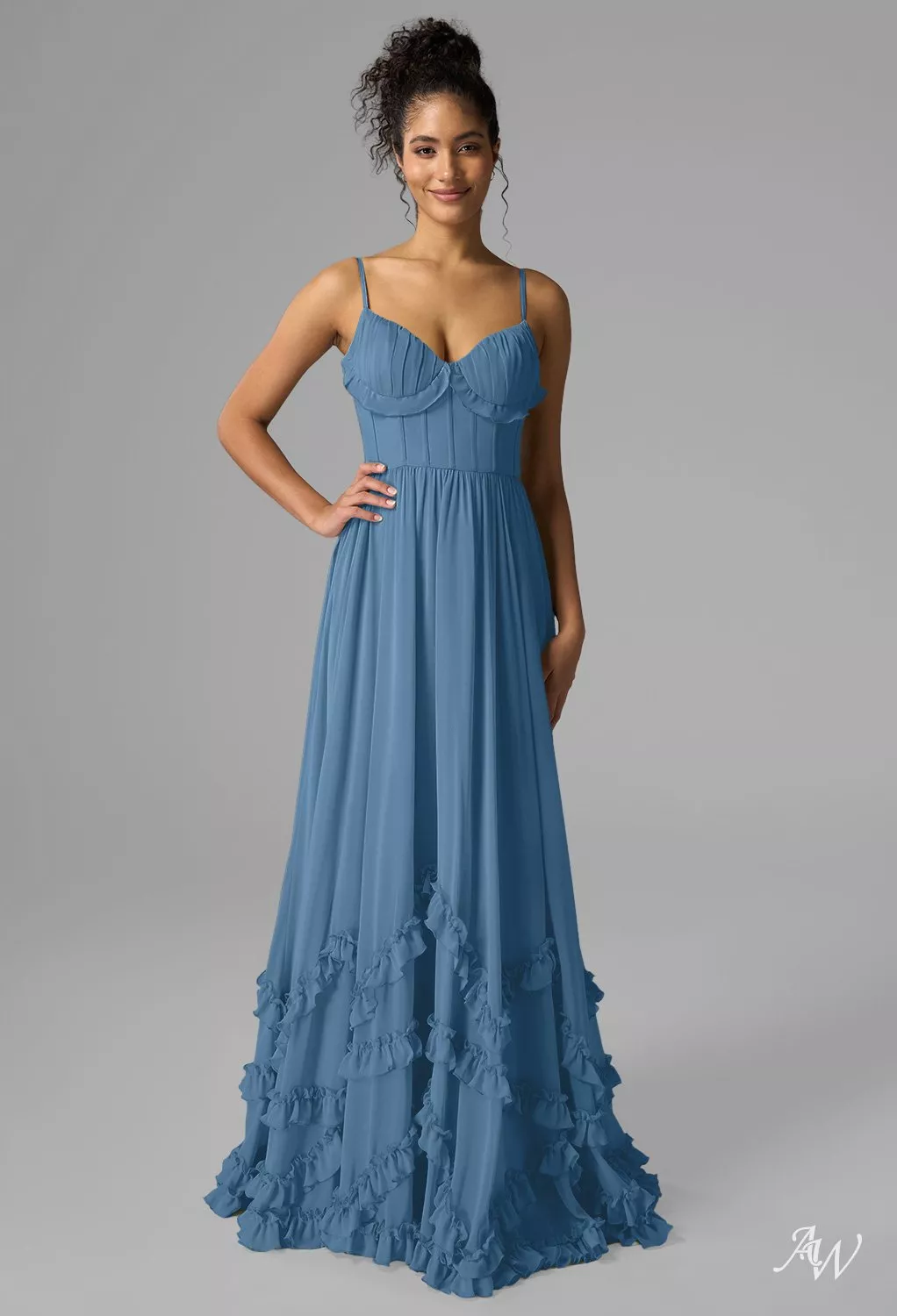 AW Kaitlin Dusty Blue Bridesmaid Dresses | AW.Bridal