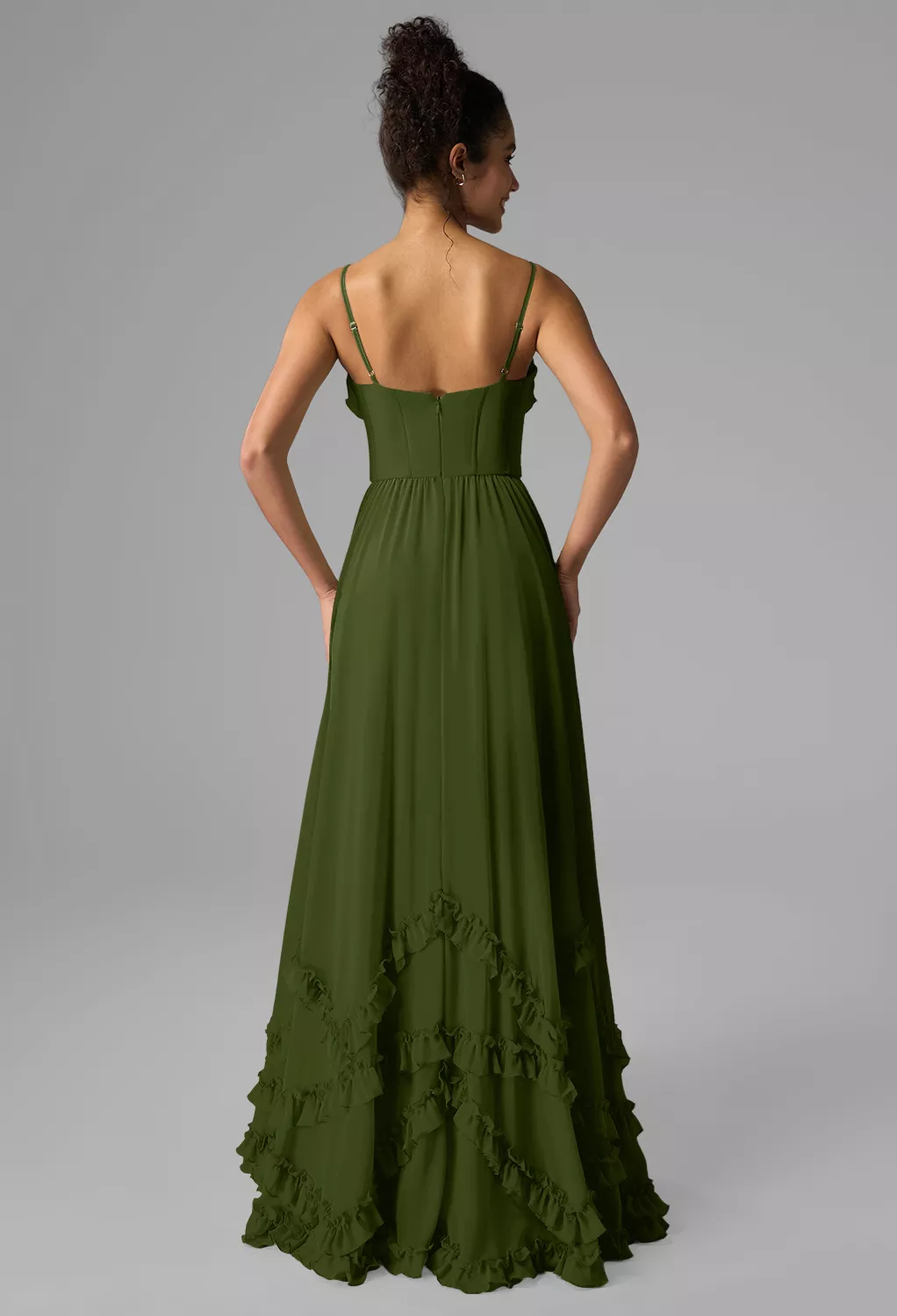 Green Olive Black Tie Wedding Guest Dresses | AW.Bridal
