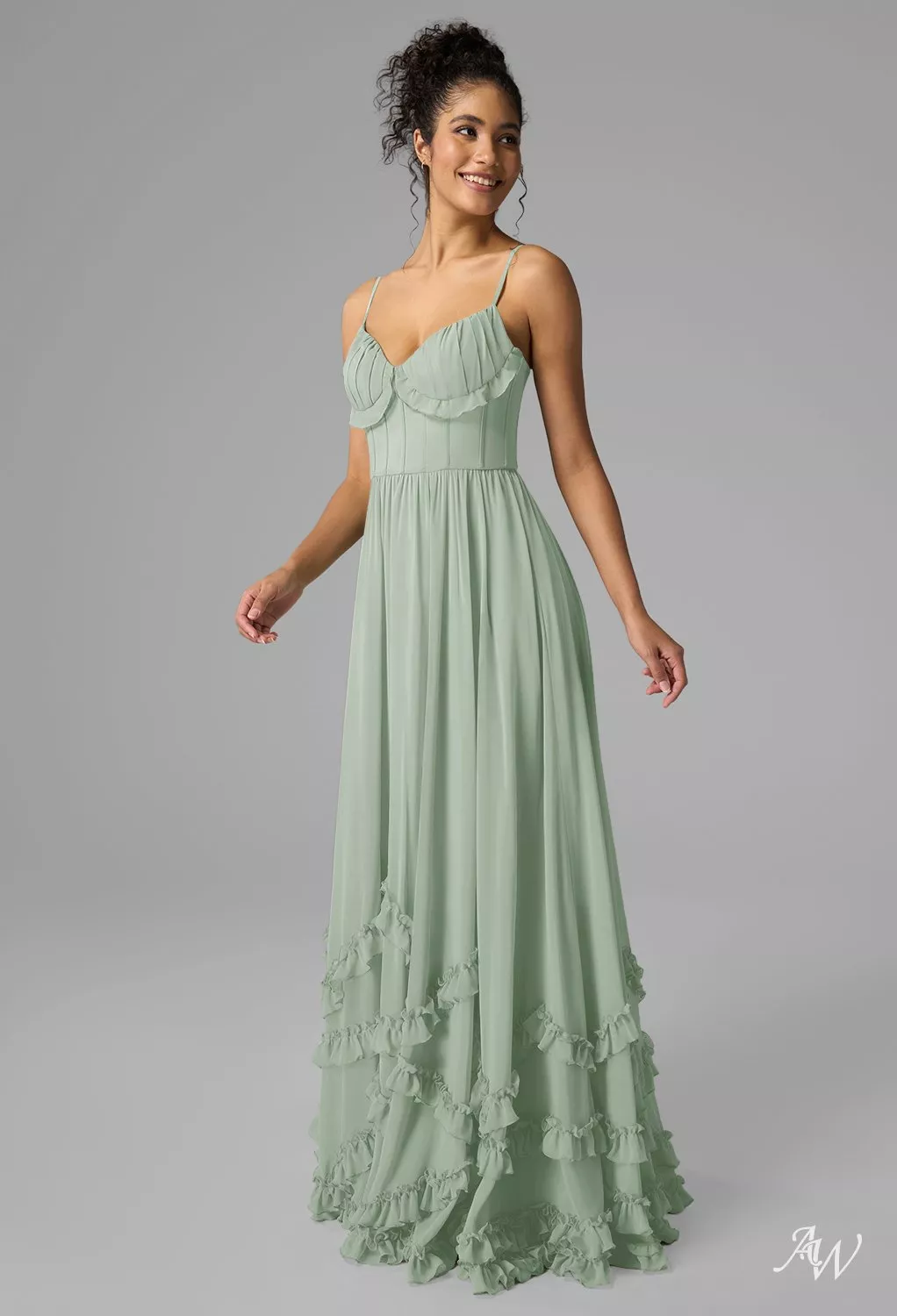 green emerald velvet dress A Line Corset Back Sage Green Tulle Long Dresses main image 1