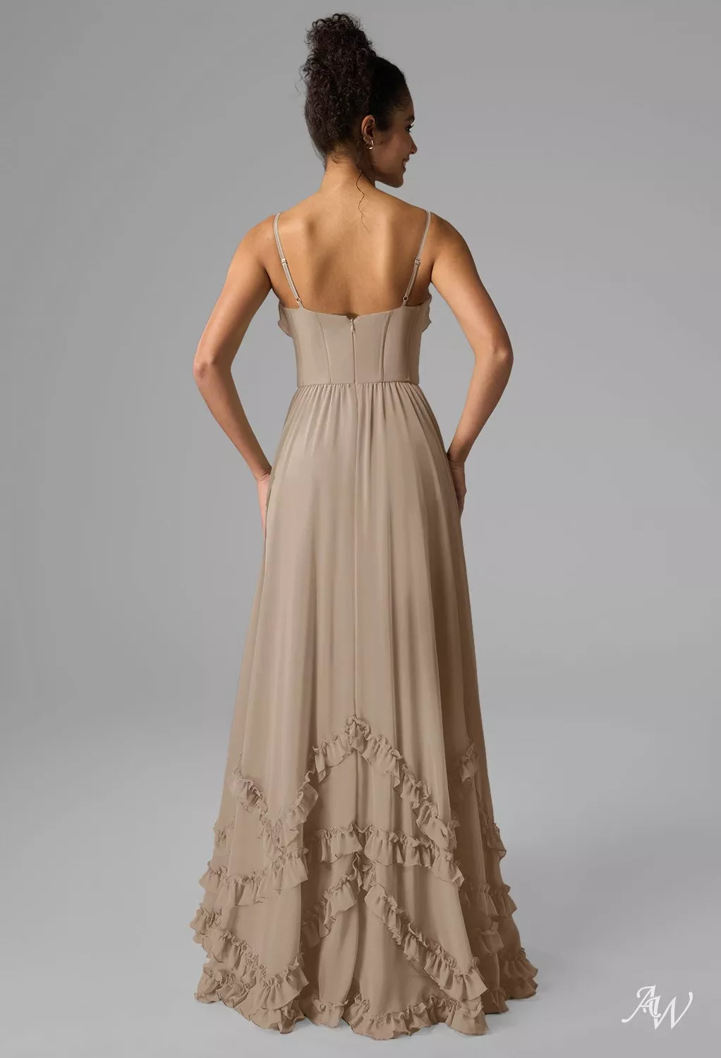 beige bridesmaid dresses long Gold Champagne Bridesmaid Dresses Halter V-neck Mermaid Ruched Floor L main image 1