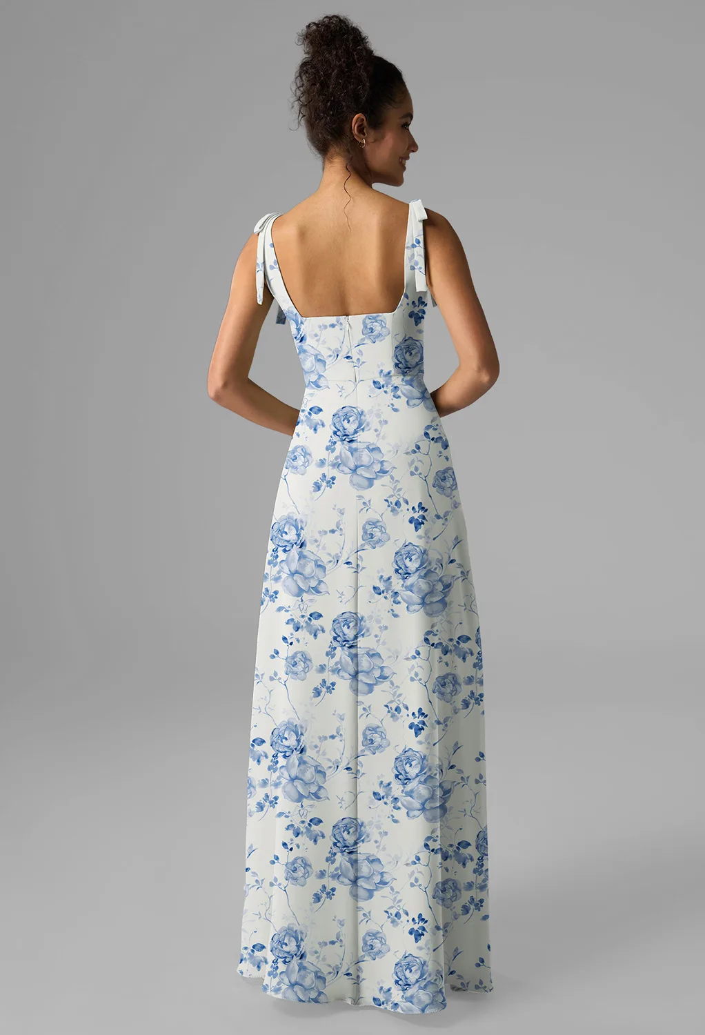 dusty blue floral bridesmaid dresses BABARONI Chiffon White Sweetheart Floor-length Spaghetti Straps with Slit Pleated A-line, White / US0 ethereal bridesmaid dress can be worn in 15+ ways! Floral Print Dusty Blue Floral
