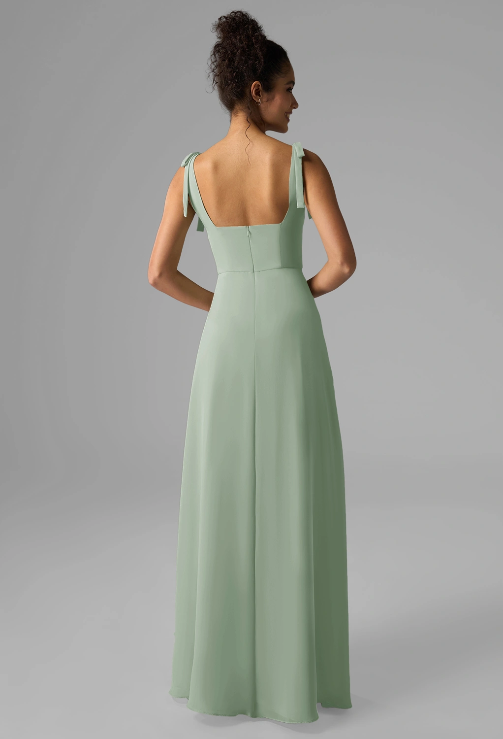 light green black tie dress Mehendi Green Long Stylish Maxi Dress – Indian Rani main image 0