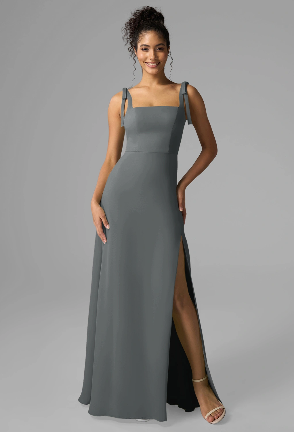 Steel Gray Black Tie Wedding Guest Dresses | AW.Bridal