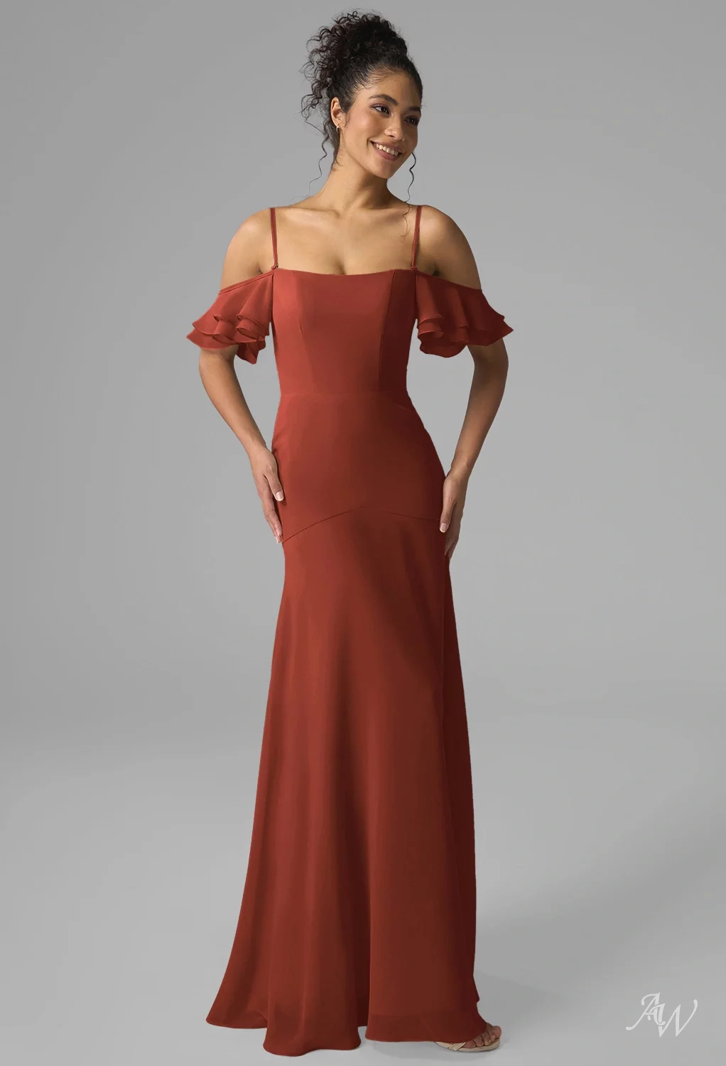 sachin and babi light blue dress AW.Bridal A-Line Square Neckline Floor Length Off The Shoulder Spaghetti Straps Wedding Guest Dresses Dress Rust Size 18