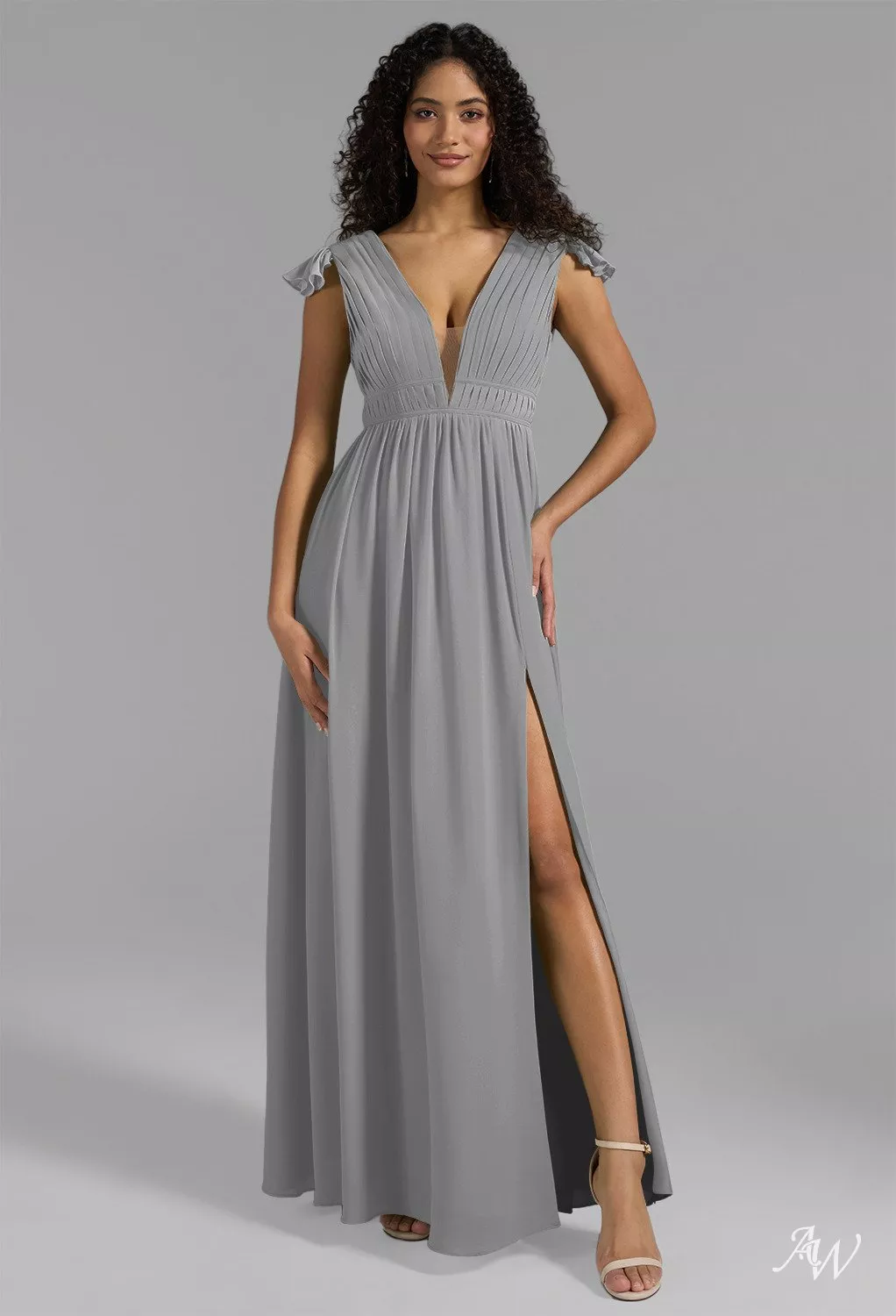 dove gray bridesmaid dresses Dove Gray Bridesmaid Dress Chiffon Size 3X