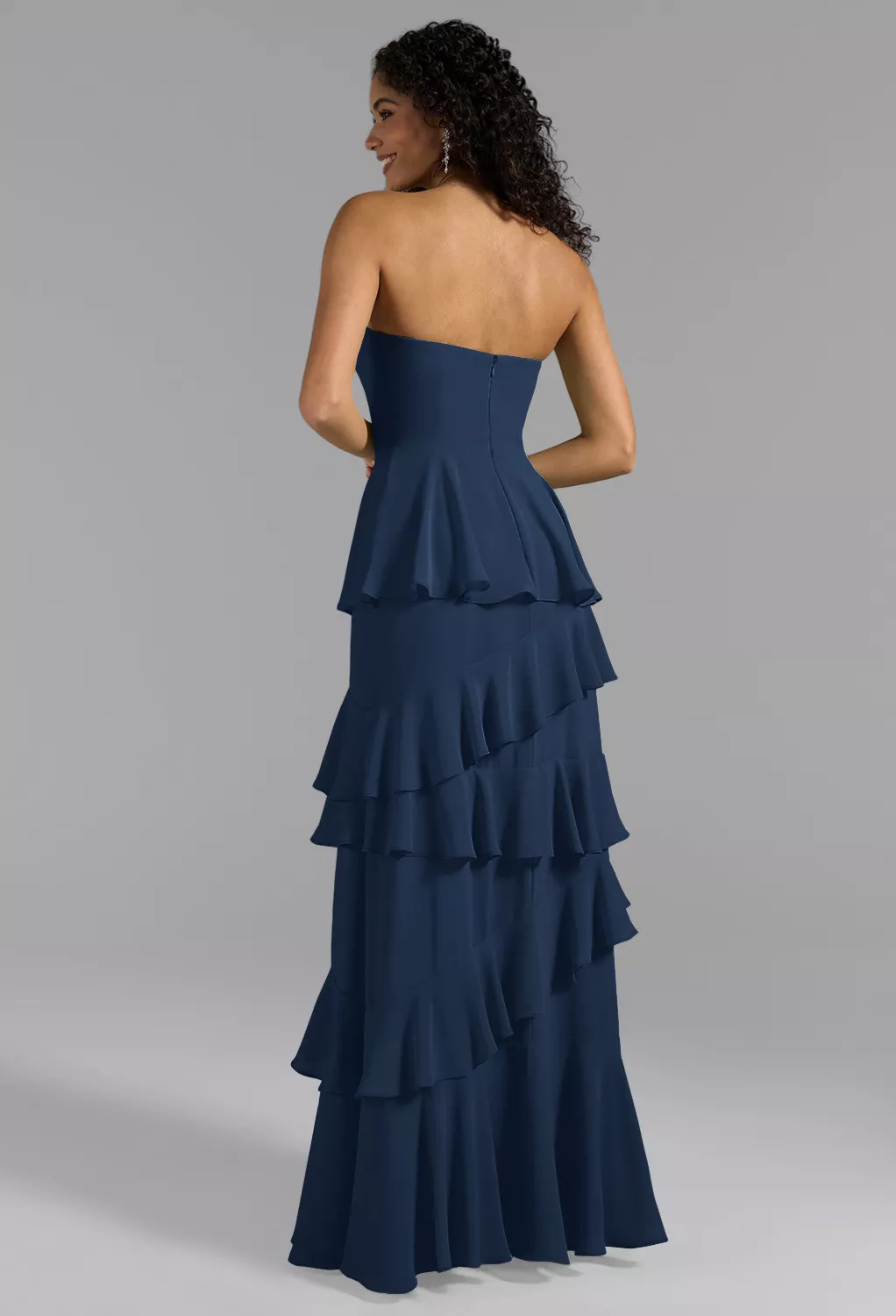 sachin and babi light blue dress Thread Bridesmaid Midnight Navy Lux Chiffon Bridesmaid Dresses main image 0