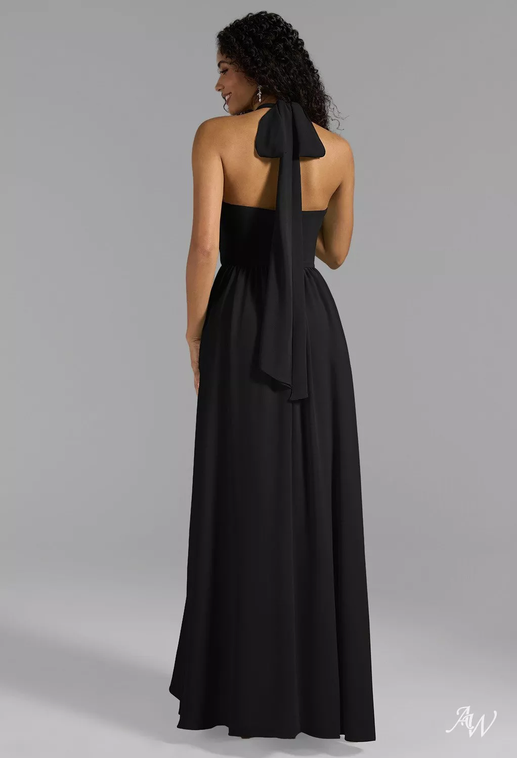 black bridesmaid dress with bow Bow-tie Off-Shoulder Bridesmaid Dress Nude Gold / 16