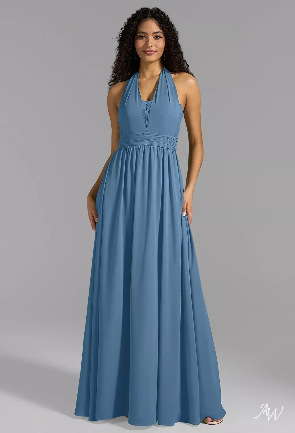 AW.Bridal A-line Sweetheart Neckline Floor Length Sleeveless Long Bridesmaid Dresses Dress Dusty Blue Size 6