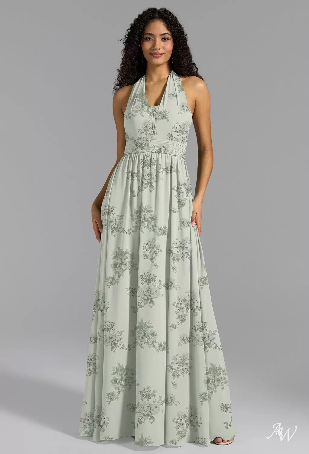 AW.Bridal A-line Sweetheart Neckline Floor Length Sleeveless Floral Bridesmaid Dresses Floral Dress Pistachio Green Penoy Size 4