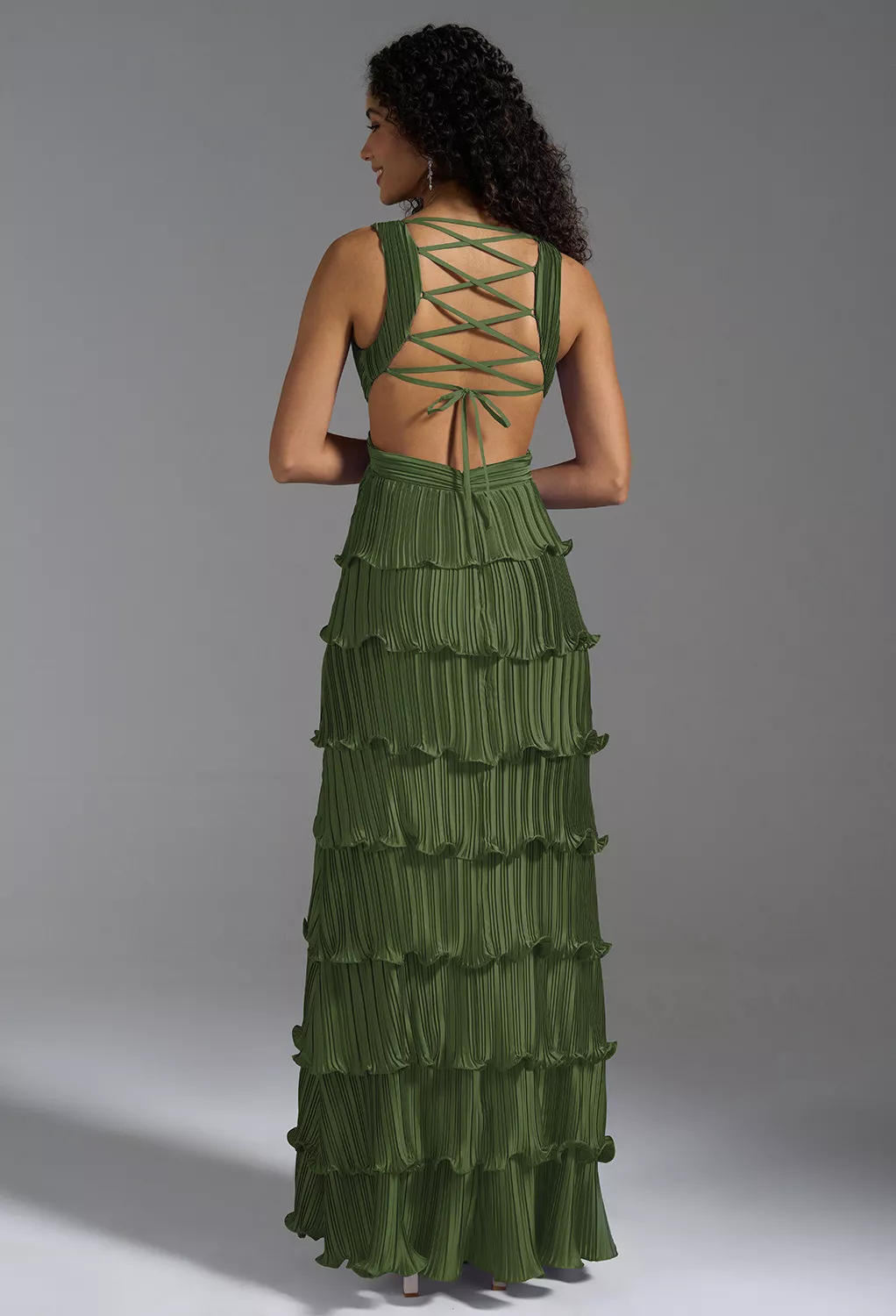 Green Olive Black Tie Wedding Guest Dresses | AW.Bridal