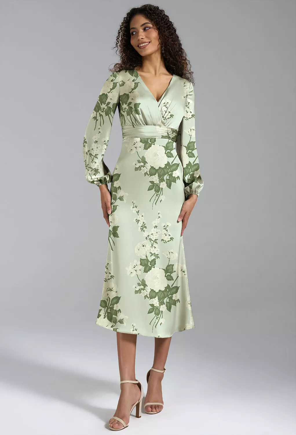 green pattern wedding guest dress The Petronella