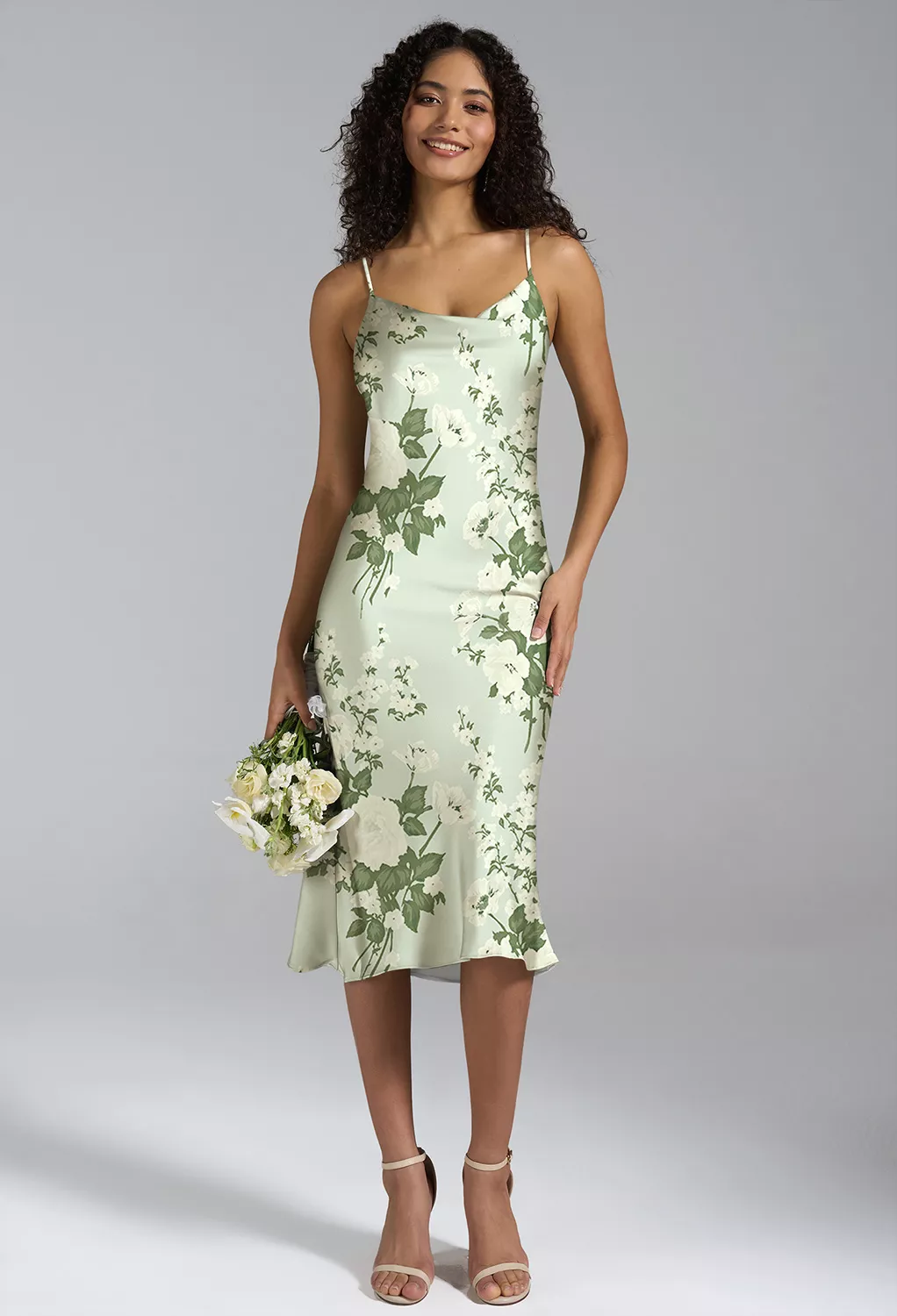 Mottled Moss Green Cocktail Wedding Guest Dresses | AW.Bridal